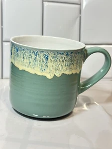 textured Blue and white stoneware glazed coffee mug 12oz - Picture 1 of 2
