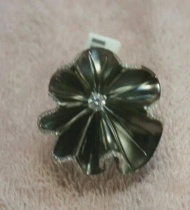 Anello fiore in zirconi scuri .925 argento sterling misura 6 - Foto 1 di 3
