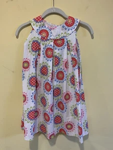 Little English Youth Girl’s Size 7 Sleeveless Dress White Pink Blue Green Geo - Picture 1 of 6
