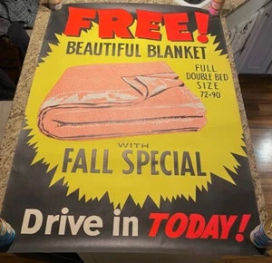 RARE Vintage Service Station Advertising Promotional Poster Sign Gas Oil - Picture 1 of 2