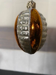 Ornamento natalizio vintage in vetro mercurio da appendere argento Bumpy con oro e glitter - Foto 1 di 3