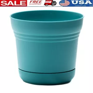 12in Round Resin Planter W/ Saucer Drainage Holes Indoor Outdoor Garden Pot New - Picture 1 of 8