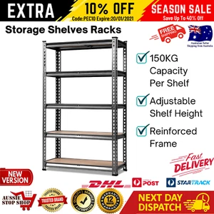 5 Tier Boltless Shelving Unit Display Storage Bookcase Shelves Garage Metal Rack - Picture 1 of 11