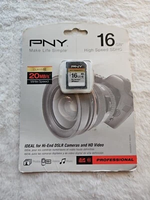 PNY Professional 16GB High Speed SDHC Card 20MB/s Write Speed P-SDH16G10-EF - Image 1 of 2