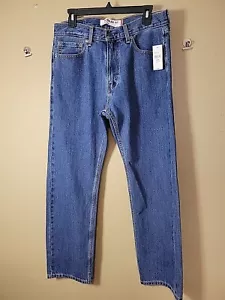 Jeans uomo Levi's 505 blu regular fit gamba dritta taglia 34x30 nuovo con etichetta - Foto 1 di 12