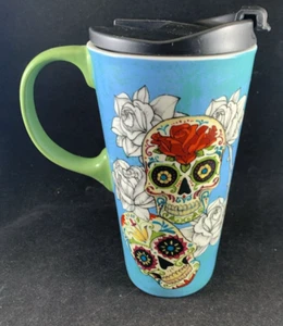 Cypress Home Day of the Dead Sugar Skull Travel Mug and Lid - Picture 1 of 8