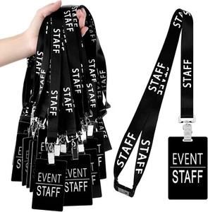 Set 50 cordini per staff eventi con carte in PVC cordino nero pass carte staff - Foto 1 di 2