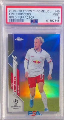 EMIL FORSBERG 2019-20 TOPPS CHROME UCL GOLD REFRACTOR #D 4/50 PSA 9 MINT POP 1/1 - Image 1 of 2