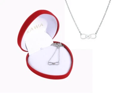 Halskette Infinity Herz Strass Anhänger Silber Frauen Ehefrau Muttertag Geschenk - Bild 1 von 4