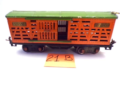   513 Pre-War Lionel, Standard Lionel Lines, Green/Orange Cattle Car, no Box.  - Image 1 of 4