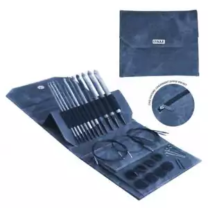 Lykke :: Indigo tunesischer austauschbarer Häkelhaken 6" Set:: in Indigo-Tasche - Bild 1 von 2