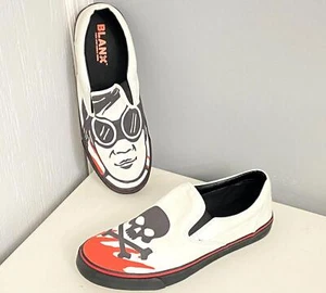 Herren Blanx Erre Fire Canvas Turnschuhe Niedrig Slipper Weiß Schwarz Rot Größe 12 - Bild 1 von 10
