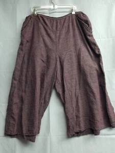 Flax Jeanne Engelhart 100% Linen Wide Leg Pants Elastic Waist  - Picture 1 of 7