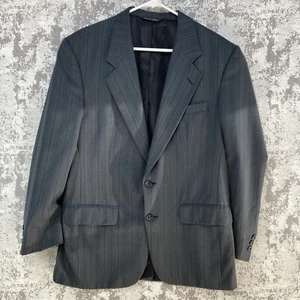 VTG Christian Dior Monsieur Mens Two Button Blazer Est Size 39 - 40 Gray Striped - Picture 1 of 15