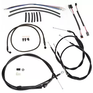 14" Cables Brake Line for Dyna Street Bob Super Glide Custom Switchback NO ABS - Foto 1 di 23