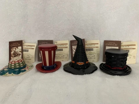 Longaberger CC 2013 Miniatures all 4! Spring, Uncle Sam, Witch & Top Hat Cover