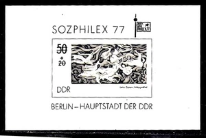 SELLO ALEMANIA, ESTE (DDR) #B185 S/S— IMPRESIÓN NEGRA -- 1977 -- COMO NUEVO - Imagen 1 de 2