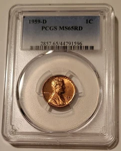 1959 D Lincoln Memorial Cent MS65 RED PCGS - Picture 1 of 4