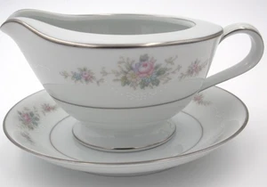 Vintage Noritake Astor Rose 6515 Milchkännchen - Platinrand Japan mit Bonus Untertasse - Bild 1 von 11