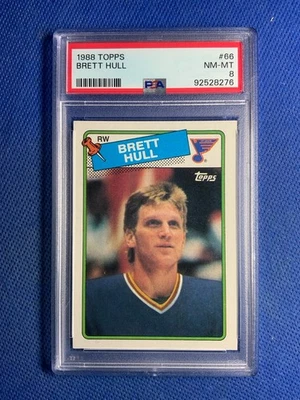 1988-89 Topps Brett Hull #66 RC PSA 8 Slabbed St Louis Blues Rookie HOF 2009 - Image 1 of 2