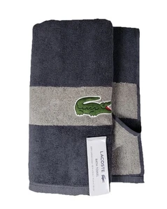 【Lacoste】 Badetuch 100% Baumwolle 30" x 52" Anthrazit Grau Großes Krokodil Logo 🐊 - Bild 1 von 6