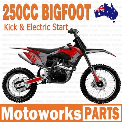 250CC bigfoot Electric & Kick Start DIRT TRAIL PIT MOTOR 2 WHEELS PRO BIKE red - image 1 of 4