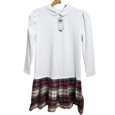 Vestido Polo Ralph Lauren Niñas XL 16 Blanco Cuello Peter Pan a Cuadros Nuevo con Etiquetas $79 Vacaciones Foto 1 de 4