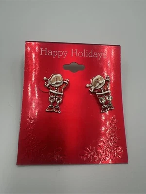 KOHL'S Christmas Stud Drop Dangle Earrings Red Santa Glitter  NWT - Image 1 of 3