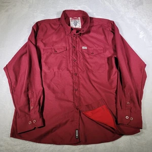 Dixxon Flannel Shirt Mens 2XL Bordeaux Red D-Tech Pearl Snap Western Workwear - Picture 1 of 12
