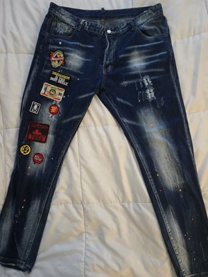 DSquared2 Denim Patch Work Paint Splat Jeans Size 36 USA Size 52 European  - Image 1 of 4