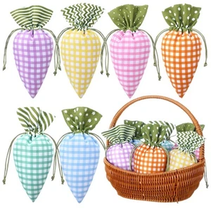 24 Pcs Easter Carrot Shaped Treat Bags Easter Basket Stuffers Fabric Drawstri... - Picture 1 of 7