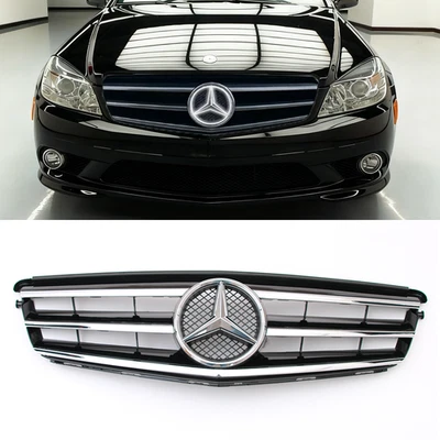 Sport Front Grille Grill For Mercedes Benz W204 2008-2014 C250 C300 w/LED Emblem Foto 1 de 4