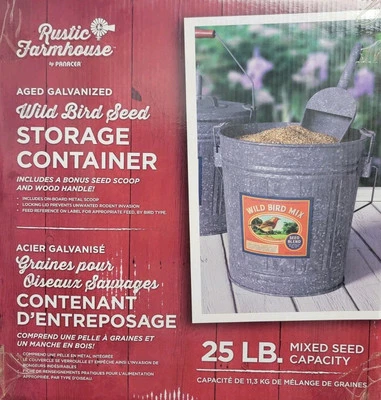 Audubon & Woodlink 25253 Cubo de almacenamiento de semillas de granja rústico con cuchara - Ga... Foto 1 de 2