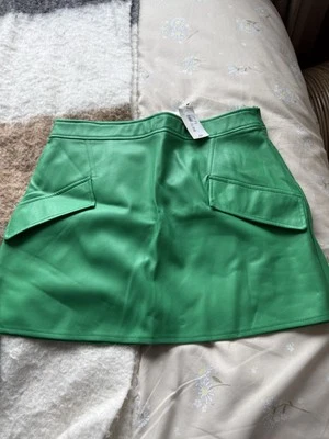 River Island Green Faux Leather Skirt Size 14 - Image 1 of 4