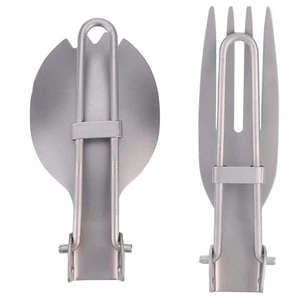 (Fork Spoon)Portable Folding Titanium Spork Fork Outdoor Camping Cutlery IP - Picture 1 of 12