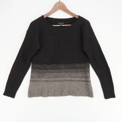 Suéter Eileen Fisher Mujer XS Negro Gris Ombre Rayas Yak Lana Seda Mezcla Foto 1 de 4