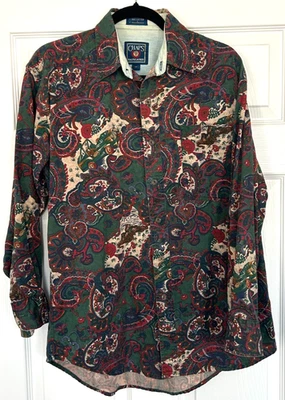 Vintage Chaps Ralph Lauren Shirt Mens Medium Safari Button Down 90s Paisley - Image 1 of 4