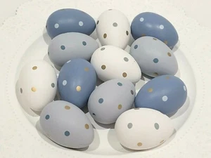 Easter Pastel Blue Polka Dot Eggs Bowl Vase filler Basket Decor set of 12 - Picture 1 of 4