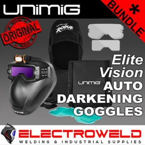 UNIMIG Elite Vision Auto Darkening Welding Goggles + Hood +Lens Kit Mask U21001K - Picture 1 of 12