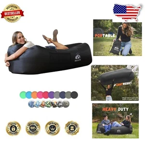 Portable Water-Resistant Air Sofa Hammock with Anti-Deflation Design - Black - Picture 1 of 9
