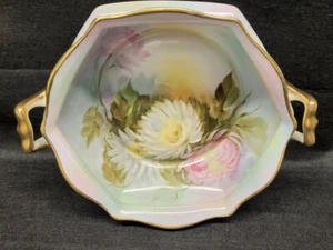 Vintage Noritake floral Candy Dish Hand Painted gold handles - Picture 1 of 12