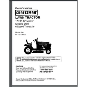 Craftsman 917.271652 User Manual LAWN TRACTOR Manual 56 Pages year 2002 - Picture 1 of 1