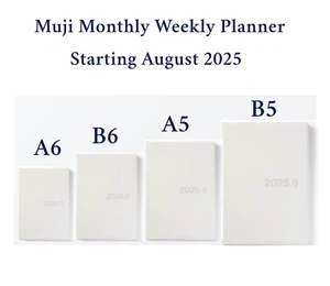 Muji 2025 August Monatlicher Wochenplaner ab August weiß-grau Made in Japan - Bild 1 von 9