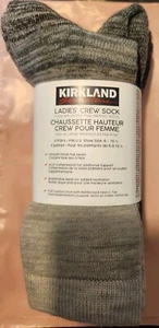 Kirkland Signature Ladies Merino Wool blend crew sock size 6-10 1/2 4 pair - NWT - Picture 1 of 3