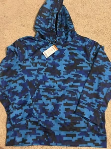 NWT BOYS GYMBOREE HOODIE, SIZE L 10-12, BLUES & BLACK PIXEL CAMOUFLAGE - Picture 1 of 4