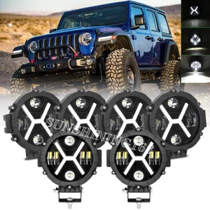 7'' inch Round LED Pods Work Light Bar Driving Fog Headlight Truck Off Road 4WD - Bild 1 von 17