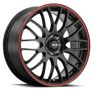 16x7 +40 Maxxim Maze 4x100,4x114.3 Black/Red Stripe Wheels (Set of 4) - Picture 1 of 2