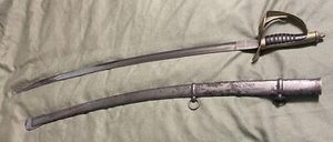 vintage CIVIL WAR REPLICA CAVALRY SWORD w/BRASS HANDLE (40-1/2”) SABER & SHEATH - Picture 1 of 17