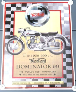 Norton Dominator 99 Poster 1958 600 Domi Racer Classic motorcycle wall Art - Picture 1 of 1