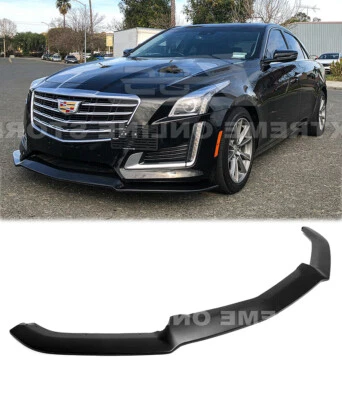 Primer Black Front Bumper lip For 14-19 Cadillac CTS Lower Splitter V-Style New - Image 1 of 4